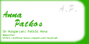 anna patkos business card